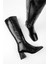 Kadın Stall Siyah Küt Burunlu Çizme 4