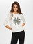 Önü Çiçek Dantel Aplikeli Yuvarlak Yaka T-Shırt 087 2