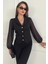 Ceket Yaka Kolları Şifon Gold Düğme Detaylı Kadın Ceket 026 1