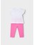 Yazlık Kız Çocuk Baskılı T-Shirt Kapri Tayt Takım- Pembe 3