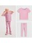 Pembe Kuğu Desenli Fitilli T-Shirt Tayt Alt-Üst Takım Kız Çocuk 3