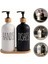2’li Hands Dishes Siyah Beyaz Dekoratif Mutfak Banyo Sıvı Cam Sabunluk Seti 500ML Bambu Stantlı Set 3