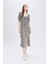 Bodycon Vücudu Saran Kare Yaka Çiçek Desenli Bürümcük Yarım Kol Midi Elbise Z5262AZ25SP 1