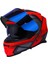 Storm 2 Faster Mat Kırmızı Kapalı Motosiklet Kaskı Mavi Camlı 3