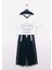 Sloganlı Polo Yaka T-Shirt Geniş Eşofman Alt-Üst Takım Kız Çocuk 3