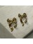 Lotusdesign Kurdele Fiyonk Çelik Küpe Gold Gümüş Renk 1