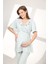 Pamuklu Volanlı Kruvaze Emzirme Bölmeli Pijama Sabahlık 3