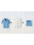 Erkek Çocuk Dokuma Gömlek Bermuda Şort Beyaz T-Shirt Alt-Üst 3'lü Takım 2
