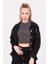 Kız Çocuk Siyah Ceket Crop T-Shirt Pantolon 3'lü Alt-Üst Takım 2