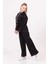 Kız Çocuk Siyah Ceket Crop T-Shirt Pantolon 3'lü Alt-Üst Takım 5