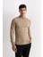 Slim Fit Yarım Balıkçı Yaka Basic Örme Kazak Beıge 3