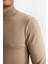 Slim Fit Yarım Balıkçı Yaka Basic Örme Kazak Beıge 4