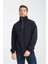 Oversıze Pamuklu içi Polarlı Dik Yaka Yarım Fermuar Sweatshirt 3