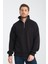 Oversıze Pamuklu içi Polarlı Dik Yaka Yarım Fermuar Sweatshirt 2