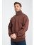 Oversıze Pamuklu içi Polarlı Dik Yaka Yarım Fermuar Sweatshirt 2