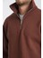Oversıze Pamuklu içi Polarlı Dik Yaka Yarım Fermuar Sweatshirt 5