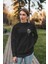 Bisklet Yaka Uzun Kollu Sweatshirt Iskelet Kafası Baskılı 1