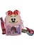 Kız Çocuk Pembe Renk Sevimli Amine Kız Baskılı Pullu Mini Mouse Figürlü Silikon Çanta Cüzdan 3
