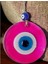 Şeffaf Pembe Nazar Boncuklu Mini Boy Duvar Süsü 10 cm Cam Duvar Dekoru 2