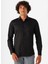 Slim Fit Klasik Yaka Armürlü Siyah Erkek Gömlek GM2024700407 1