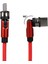 Kırmızı 3in1 (Type C- Lightning- Micro Usb) Manyetik Uç Taşınabilir Şarj Kablosu (4886) 2