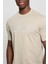 Erkek Krem Logolu Nakış Işlemeli T-Shirt 2