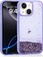 Apple iPhone 14 Uyumlu Kılıf Sıvılı Simli Şeffaf Arka Yüzey Keto Silikon Kapak-Mor 1