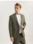 Düğmeli Cepli Viskon Karışımlı Pike Kumaş Mono Yaka Slim Fit Blazer Ceket 1