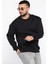 Erkek Bisiklet Yaka Oversize Şardonlu Üç Iplik Sweatshirt 2