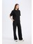 Wide Leg Geniş Paça Eşofman Altı Beli Lastikli Cepli Basic Düz D3759AX25SP 2