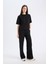 Wide Leg Geniş Paça Eşofman Altı Beli Lastikli Cepli Basic Düz D3759AX25SP 4