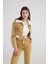 Mermer Desenli Çıkarılabilir Yaka Detaylı Crop Kesim Cepli Rusted Jean Ceket Camel 1