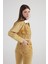 Mermer Desenli Çıkarılabilir Yaka Detaylı Crop Kesim Cepli Rusted Jean Ceket Camel 2
