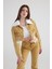 Mermer Desenli Çıkarılabilir Yaka Detaylı Crop Kesim Cepli Rusted Jean Ceket Camel 3