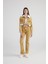 Mermer Desenli Çıkarılabilir Yaka Detaylı Crop Kesim Cepli Rusted Jean Ceket Camel 5