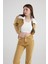 Mermer Desenli Kırçıl Detaylı Straight Kesim Paça Yırtmaçlı Rusted Jean Pantolon Camel 4