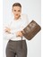 Kadın Basic Clutch Çanta Kroko Timsah Desen Eskitme Vizon 214002 2
