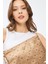 Kadın Basic Clutch Çanta Monogram Desenli Altın 214002 4