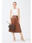 Kadın Basic Clutch Çanta Monogram Desenli Şeritli Logolu Kahverengi 214002 3