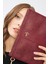 Kadın Basic Clutch Çanta Monogram Desenli Şeritli Logolu Bordo 214002 1
