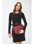 Kadın Basic Clutch Çanta Monogram Desenli Şeritli Logolu Bordo 214002 2
