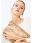 Kadın Basic Clutch Çanta Monogram Desenli Şeritli Logolu Altın 214002 2