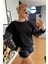 Crystal Taşlı Incili Bol Kesim Oversize Büyük Beden Üç Iplik Pamuk Rahat Şık Kadın Sweatshirt 2