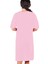 Düz Pembe V Yaka Yarım Kol Diz Boy Ev Elbisesi Gecelik 2