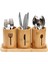 - Tezgah Üstü Kaşıklık 3'lü Organizer Set - Kaşık, Çatal, Bıçak Mutfak Malzemeleri Için Delikli Süzgeç Tabanlıklı 3 Adet Organizer Desenli Mutfak Düzenleyici Set, Bambu Stant Dahil 1
