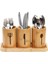 - Tezgah Üstü Kaşıklık 3'lü Organizer Set - Kaşık, Çatal, Bıçak Mutfak Malzemeleri Için Delikli Süzgeç Tabanlıklı 3 Adet Organizer Desenli Mutfak Düzenleyici Set, Bambu Stant Dahil 2