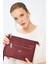 Kadın Basic Clutch Çanta Monogram Desen Bordo Siyah (4034B) 214031 4