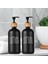 2 Adet Banyo Sıvı Sabunluk - Cam Losyon Şampuan Şişesi 500 ml - Siyah 1