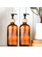 2 Adet Mutfak Sıvı Sabunluk - Cam Bulaşık Deterjanı Şişesi 500 ml - Amber 1
