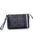 Kadın Basic Clutch Çanta Monogram Desenli Şeritli Siyah Gri (4006SG) 214012 4